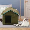 Esteiras casa de gato ao ar livre dobrável quente ferall casa de gato para o inverno tenda de gato ao ar livre casa de animal de estimação com abrigo de cão vadio resistente à água