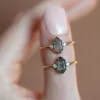 Ringen Allnoel Natuurlijke Mos Agaat Aanpasbare Ringen voor Vrouwen Sterling Sier Groene Edelsteen Engagement Bruid Healing Sieraden Geschenken