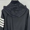2024 Fashion TB THOM Brand Jacket Men With Nood Clothing Windproof Sports Baseball Uniform Spring Autumn Blue Casual Coat