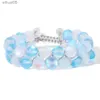 Beaded Mystic Mermaid Moonstone Beaded Bracelets Natural Stone Beaded Matte Shining Glass Beaded Bracelet Women Handmade Wristband Gift YQ240226