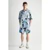 Damenblusen, Tintenblumen, Retro-Batikmuster, Herrenhemden, Damen-Hemd mit Knöpfen, locker, lässig, Sommer, Strand, Hawaii-Stil, Mode, Streetwear, groß