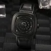 Orologi da polso UTHAI CE95 Orologio da tavolo rotante quadrato stile retrò da ragazzo Orologio da uomo alla moda con cintura selvaggia al quarzo impermeabile