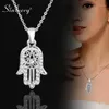 SINLEERY Mano classica di Fatima Hamsa Collana Pendenti con ciondoli Catena color argento Girocollo Gioielli con dichiarazione di palma per le donne XL681 SSF1277k