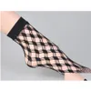 Chaussettes Bonneterie Dentelle Résille Cheville Élastique Robe Haute Creux Out Mesh Net Collants Femmes Été Sexy Portant Noir Drop Livraison Appar Dhcqk