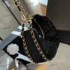 Torba łańcucha mody Crescent Bag worka na ramiona skórzana Diamond Złote sprzęt Metalowe zapięcie luksusowa torebka Matelasse łańcuch crossbody makijaż sacoche 16/22 cm