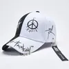 Casquettes de baseball Casquette de baseball d'été pour hommes femmes noir blanc correspondant pentagramme lettre graffiti chapeau hip hop étudiant jeunes chapeaux de soleil