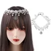 Hair Accessories Kawaii French Pendant Flower Lovely Sweet Children's Headdress Hairpin Dress Forehead Headchain