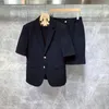 Fatos masculinos fino high-end curto blazer terno estilo coreano britânico maduro bonito casual jaqueta de manga curta 2024 verão streetwear