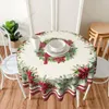 テーブルクロスレッドカーディナルテーブルクロスラウンド60インチフローラルメリークリスマス冬の装飾ホリデーパーティーダイニングの装飾カバー