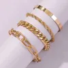 Bijoux 4 pièces hip hop Bracelet cubain punk métal torsadé chaîne bracelet bijoux