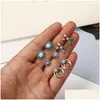 Hoop Huggie Vintage Sier Turquoise Crescent Arrow Detrings Set 4PCS/Set Bohemian Cross Fach