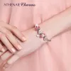 Bangen Athenaie 925 Sterling Silver Snake Chain met Pave Clear CZ Heart Clasp Bracelet Fit alle Europese charm kralen Valentijnsjuwelen