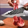 Noże kuchenne noża kuchenne Cleaver mięsne warzywa Butcher Boning Nóż ręcznie kute ostrze szef kuchni noża stalowa drewniana rączka ciężka nóż Q240226