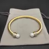 DY – Bracelet torsadé classique de luxe, bijoux de créateur à la mode pour femmes, perles en or et argent