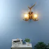 Duvar lambaları retro boynuzlu lamba oturma odası çubuğu yaratıcı geyik dekor ışıkları koridor yatak odası restoran yemek led aplik