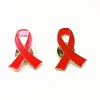 10 stks/partij HIV Sieraden Emaille rood Lint Broche Pins Overleven Borstkanker Awareness Hoop Revers Knoppen Badges 2024226