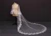 Velo da sposa da cattedrale di lusso chic a un livello SENZA pettine Veli da sposa con fiori in rilievo e perle di pizzo4544155