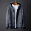 Maglioni da uomo Autunno Inverno Cappotto maglione da uomo Moda Loose Fit Casual Manica lunga Cardigan con cappuccio Addensare Giacca in maglia a righe