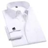 Mężczyźni francuska sukienka do mankietu koszula spinki do mankietów białe długie rękawy swobodny guziki męskie koszule marki regularne ubrania 240219