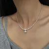 VENTFILLE 925 Sterling Silver Pearl Zircon Shiny Necklace For Women Grace Retro Banquet Temperament Jewelry Birthday Gifts 240220