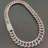 20mm Bust Down Baguette Diamond Cuban Chain VVS Moissanite Link In 925 Silver Rappers Halsband för män