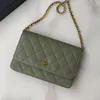 Umhängetaschen aus Kaviarleder in Spiegelqualität aus Lammleder, WOC-Clutch, Hobo-Tasche, Klappe, Goldkette, Umschlag-Tragetasche, Designer-Tasche für Herren, Luxus-Handtaschen, Damen, Cross-Body-Geldbörsen