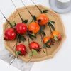 Decorative Flowers 8pcs Simulated Pomegranate Kumquat Fruit Branches Home Decoration Cuttings Bouquet Artificial Floral Picks Arrangement