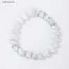 Perlé JD pierre naturelle gypse perlé Bracelet femmes hommes blanc sélénite clair oeil de chat rond perle brin Bracelet femme été bijoux YQ240226