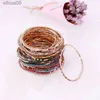 Bärade 5st/Lot Elastic Crystal Armband 2mm Charmig guldfärg Crystal Rhinestones Metal Bangle Armband Smycken DIY Gift till Summer YQ240226