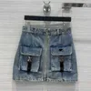 Designer23ss Gonne firmate Mini gonna avvolgente in denim Tasca con cerniera in vita Gonna mezza corta in denim Abbigliamento donna di alta qualità A1 {category}