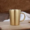 Mugs 340Ml Double Walled Stainless Steel Heat Insulation Anti-Scalding Coffee Cup Beer Mug Tea Cups Kids Camping 3 Pcs