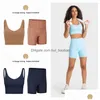 Yoga Outfit Sports Bra Designers Womens Outfits Black Slim Women Padded Tanks Leggings Set Fashion Summer Jogging Running Gym Exerci Dhshy