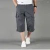 Pantalons pour hommes Longueur mollet Hommes Été Multi Poche Lâche Casual Cargo Coton Pantalon court Hommes Joggers Pantalons Plus Taille M-5XL