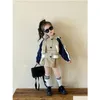 Clothing Sets 2024 Spring Girls Clothes Kids Letter Printedwork Color Long Sleeve Trench Coat Pleated Skirt 2Pcs Children Princess O Dhrsb