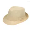 Bérets Hommes Femmes Printemps Été Fedora Chapeau Trilby Cubain Sun Cap Panama Court Bord Floral Drop Livraison Othui