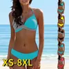 Damenbadebekleidung 2024 Frauen Sexy Streifen Spleißen Zweiteilige Bikini Set Weiblichen Sommer Große Größe Badeanzug Mode Beachwear Bad Anzug XS-6XL