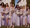 شيفون الحرير Lilac A Linebridybridesmaid فساتين ريفي ريفي ربيع الزفاف الفتيات الرسميات الحزب