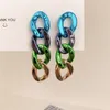 Kolczyki Dangle Bohemian Acryl Chain Tę długie dla kobiet gładkie i kolorowe geometryczne oświadczenie weselne Pendientes Mujer