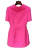 Casual Dresses High Street est Fashion 2024 Designer Women's EleAgnt Short Sleeve Back V Bow Dress Pink