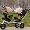 Großhandel - Twins Marke Kinderwagen Kinder Kinderwagen Sitze Baby Dreirad zum Zusammenklappen von drei Rädern Twins Dreirad Kinderwagen Designer Hochwertiges Material Luxus