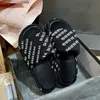 Tasarımcı Terlik Kadın Yaz Sandalet Moda İşlemeli Tuval Düz katırlar platformu işlemeli keten yüksek topuk sandal platformu kaydırıcılar ayakkabı 7cm