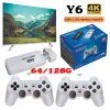 Consoles Y6 4K Retro Video Game Console 64/128G 10000+ Game HD 2.4G Wireless Controller Emuelec4.3 Multiple Languages 3D Video Game Stick