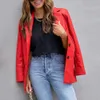 Spring Women's Long Sleeved Button Up Cardigan Jacket Color Pocket Casual Leather Jacket Small Sacka Kvinnkläder