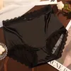 Women's Panties Satin High Waist Sexy Underwear Women Lace Belly After Hollowing Out Pure Cotton Crotch Large Size Hip Lift Breathable