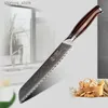 Köksknivar Yarenh 8 tum serrerad brödkniv - 73 lager japanska Damaskus rostfritt stål kock knivar - idealisk för skivning bagels kaka q240226