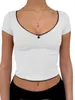 T-shirt Femme Femmes Y2K 3D Fleur Crop Tops Fée Grunge T-shirt à manches courtes Slim Fit T-shirt esthétique Tees Summer Vintage Streetwear