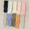 Women Socks Solid Color Silicone Non-slip Sports Indoor Fitness Pilates Yoga Cotton Mid-calf Sox Dance Floor