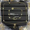 Golden Chain Necklaces Bracelets Luxury Double Letter Plated Necklace Sets With Box Designer Charming Bracelets Necklaces Jewelry Sets