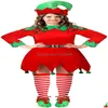 Kledingsets Halloween Kerst Baby Meisjeskleding Rood Leuke Geest Tuin Prestaties Kostuum Hoed En Jurken Sokken 4-delige set Kinderen Dhzze