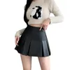 Skirts 2024 Arrival Pu Leather Skirt High Waist A Line Pleated Mini For Women Skirtsexy And Stylish